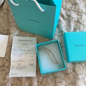 Tiffany & Co mini heart tag bead bracelet sterling silver